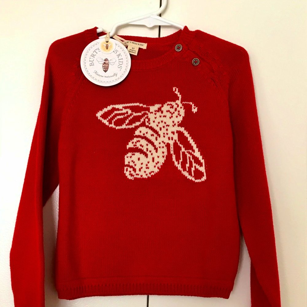 Burt's Bees Red Knit Sweater 4T Baby Toddler